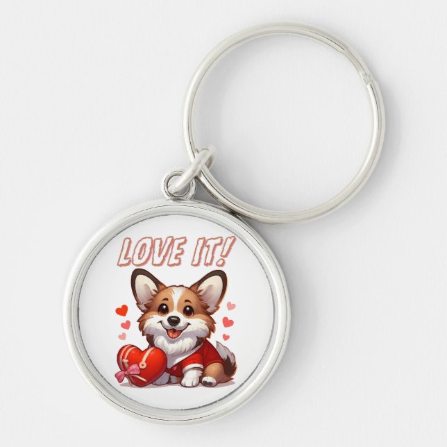 Porte-clés Amour de Corgi Mignon (Devant)