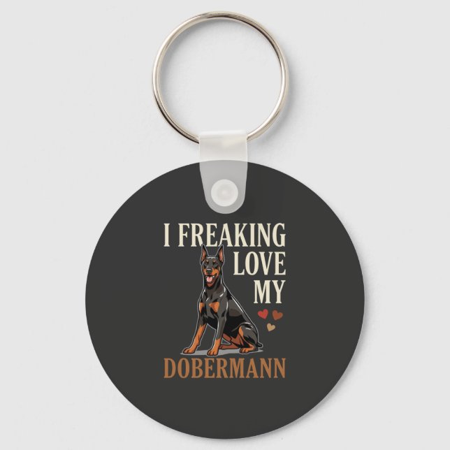 Porte-clés Amour de Dobermann Amateur de Chien (Recto)