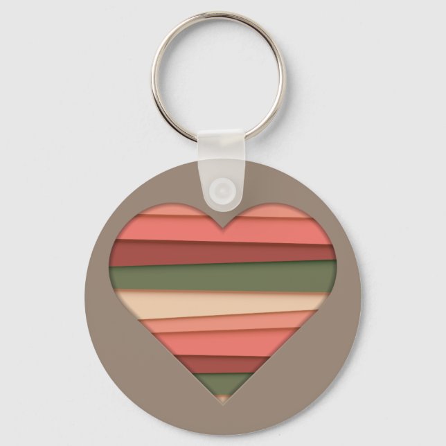 Porte-clés Amour du coeur rayé Saint-Valentin (Recto)