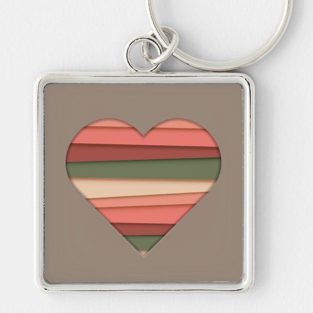 Porte-clés Amour du coeur rayé Saint-Valentin (Devant)