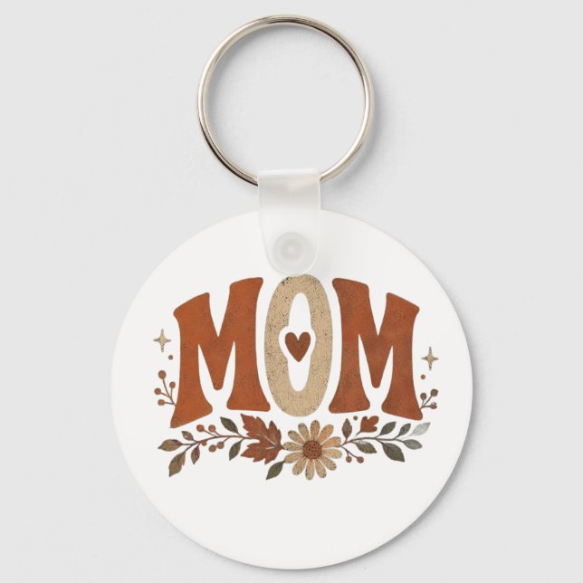 Porte-clés Amour Floral de Maman d'Automne Rustique (Recto)