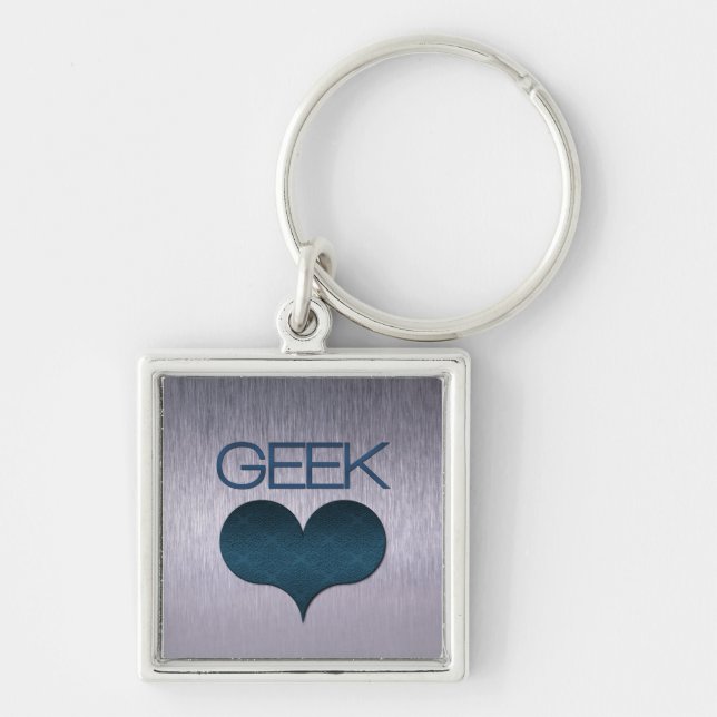 Porte-clés Amour geek (Coeur) Porte - clé, Bleu foncé (Devant)