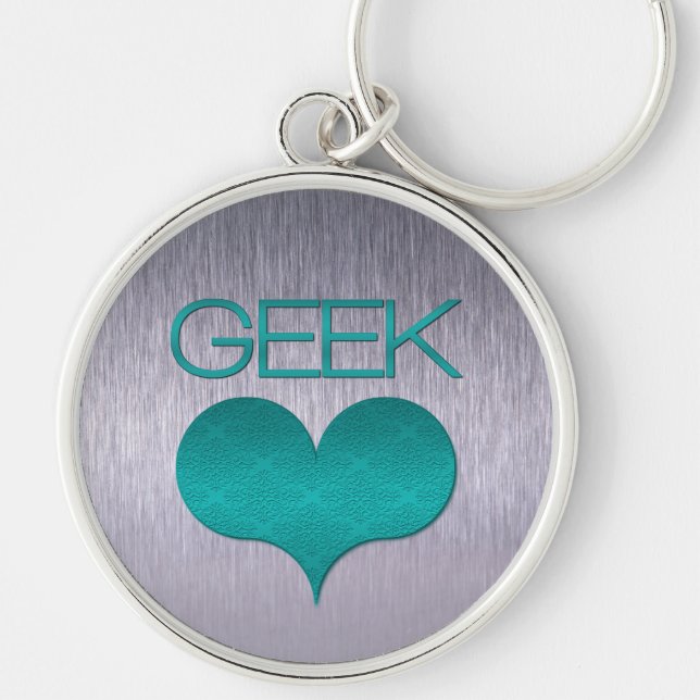 Porte-clés Amour geek (Coeur) Porte - clé, Turquoise (Devant)
