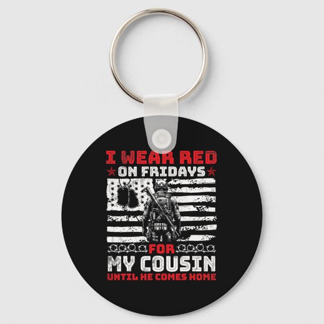 Porte-clés Amour Je Porte Le Rouge Le Vendredi Pour Mon Cousi (Recto)