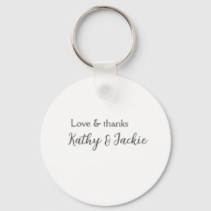 Porte-clés Amour & merci nom du couple mariage simple minimal