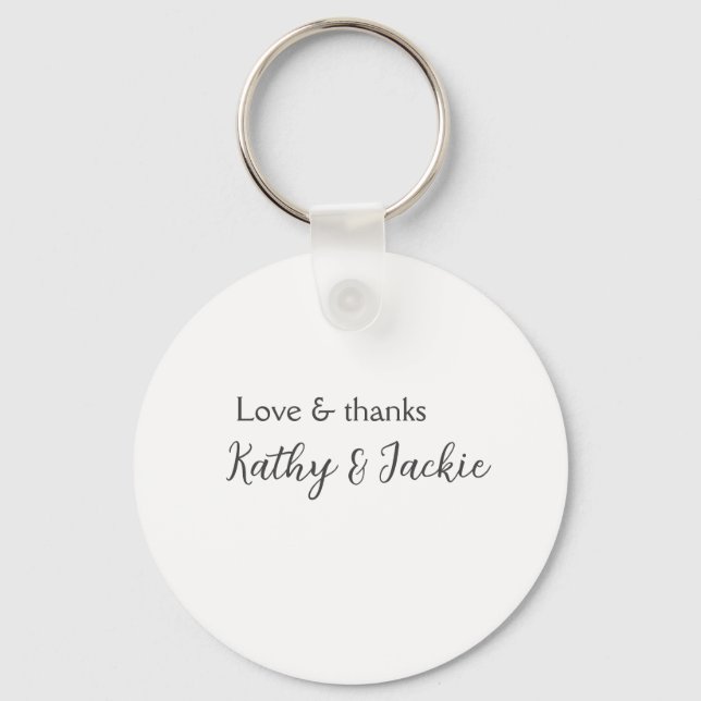 Porte-clés Amour & merci nom du couple mariage simple minimal (Recto)