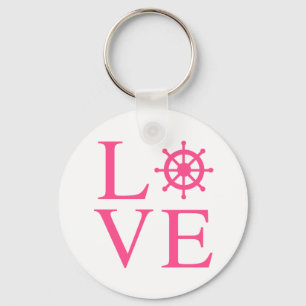 Porte-clés Amour Nautique Rose Fuchsia Roue de Bateau
