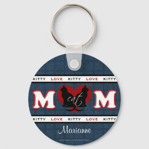 Porte-clés Amour personnalisé de Kitty de maman de chat