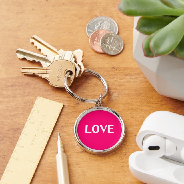 Porte-clés Amour - rose chaud, magenta, porte - clé blanc (Bureau)