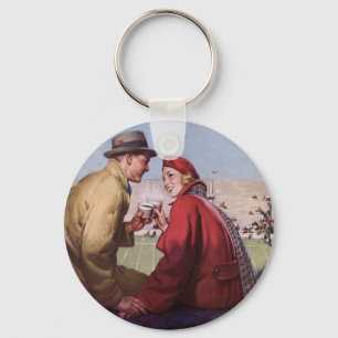 Porte-clés Amour vintage et romance, Couple au jeu de footbal