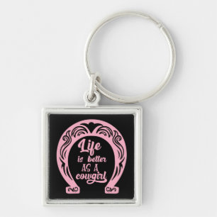 Porte-clés Amoureuse du Cheval Rose Western Rodeo Fer à Cheva
