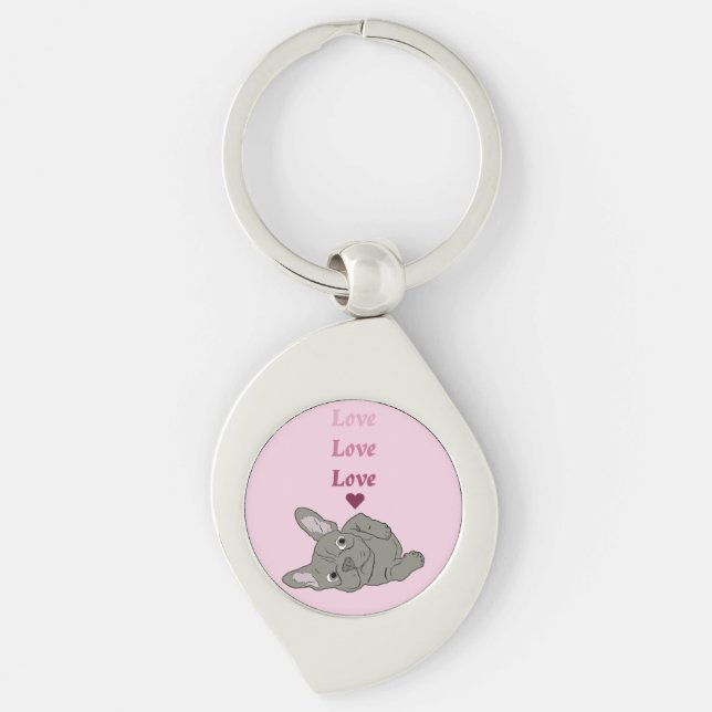 Porte-clés Amoureux de Bouledogue Français (Devant)