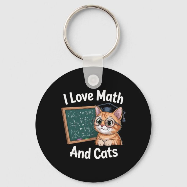 Porte-clés Amoureux de chats et de maths Prof de maths drôle  (Recto)