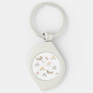 Porte-clés Amoureux de Dachshund Weiner Dog Maison de fleurs