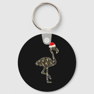 Porte-clés Amoureux de flamant rose Noël Chapeau de Père Noël