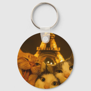 Porte-clés Amoureux de la team de chat de nuit à Paris       