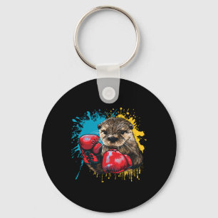 Porte-clés Amoureux de loutre de boxe Gants de boxe Kickboxin