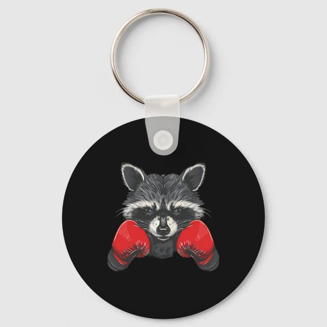 Porte-clés Amoureux de Raton Laveur de Boxe Gants de Boxe Kic (Recto)