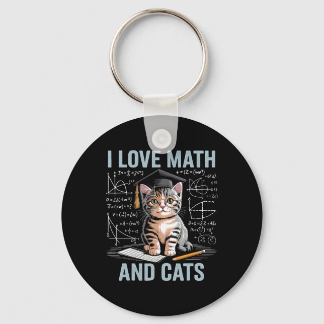 Porte-clés Amoureux des chats mathématiques Prof de maths drô (Recto)