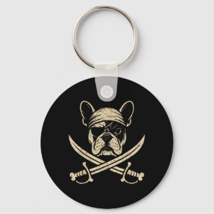 Porte-clés Amoureux des chiens Bouledogue Français pirate vin