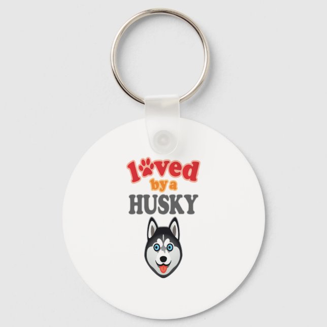 Porte-clés Amoureux des chiens Husky (Recto)