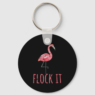 Porte-clés Amoureux des flamants rose été oiseau animal tropi