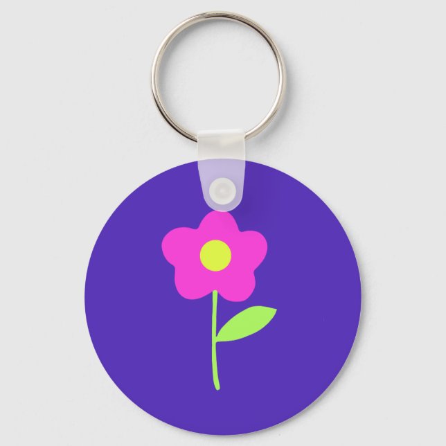 Porte-clés Amoureux des fleurs roses (Recto)
