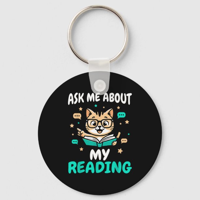 Porte-clés Amoureux des livres de chats - enseignant lisant - (Recto)