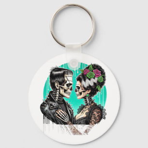 Porte-clés Amoureux d'Halloween squelette de Frankenstein pou