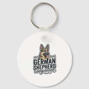 Porte-clés Amoureux du Berger Allemand Gravure Vintage Typogr