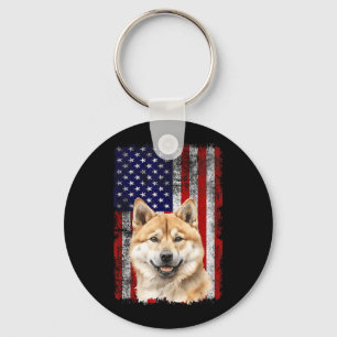 Porte-clés Amoureux du chien Akita Inu Drapeau américain 4 ju