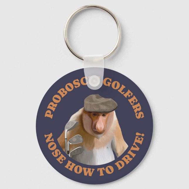 Porte-clés Amoureux du golf de singe Proboscis Funny (Recto)