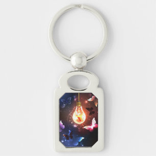 Porte-clés Ampoule lumineuse avec papillons nocturnes