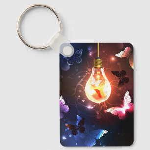 Porte-clés Ampoule lumineuse avec papillons nocturnes