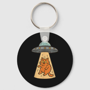 Porte-clés Amusant Alien Chat Enlèvement Ufo vaisseau spatial