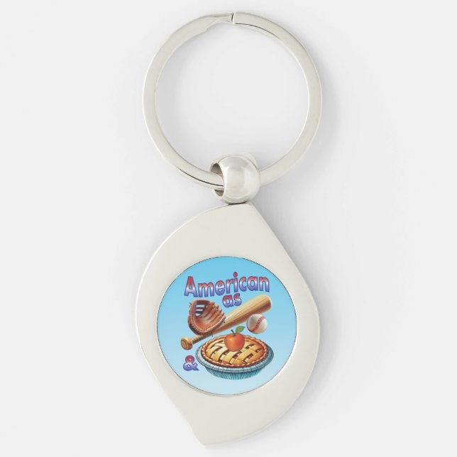 Porte-clés Amusant américain comme Baseball & Pomme Pie (Devant)