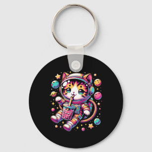 Porte-clés Amusant astronaute espace Kawaii Boba Tea Cat