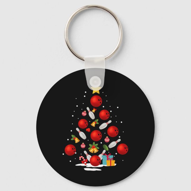 Porte-clés Amusant Bowling Christmas Tree Lumières Noël Cadea (Recto)