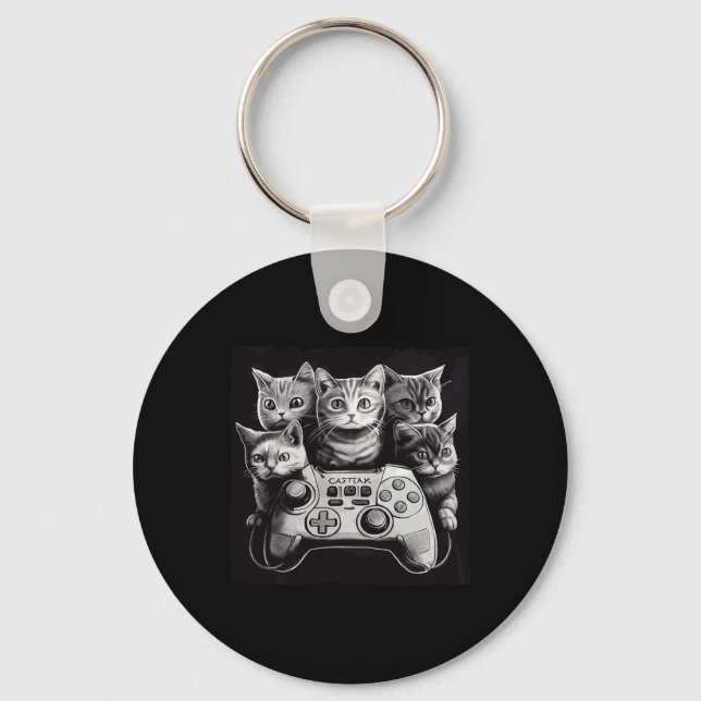 Porte-clés Amusant Cat Video Game Controller Squad (Recto)