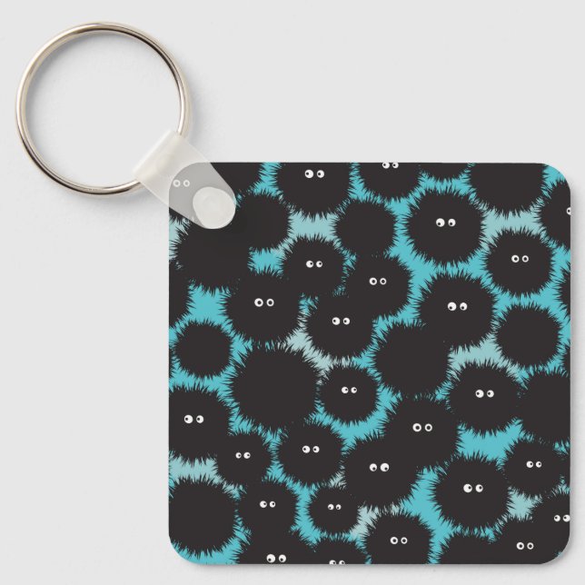 Porte-clés Amusant monstres noirs moelleux (Recto)