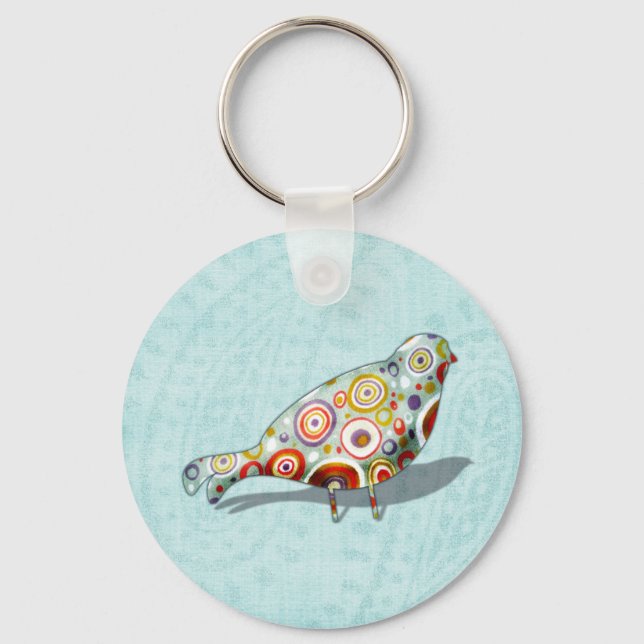 Porte-clés Amusant petit oiseau lunaire (Recto)