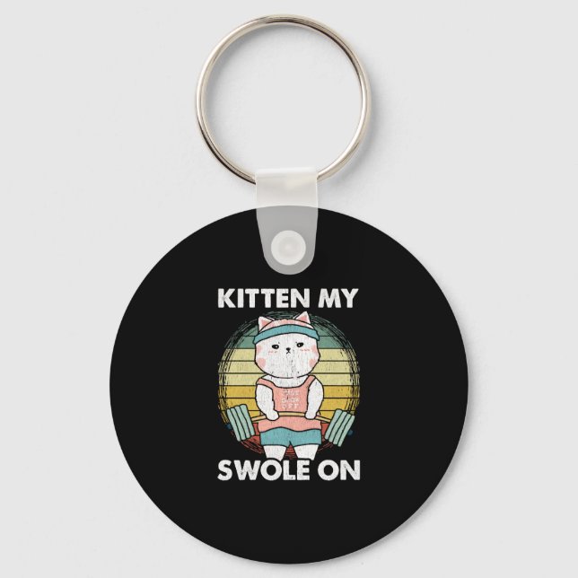 Porte-clés Amusant Poids Chat Gym Motivation Animal (Recto)