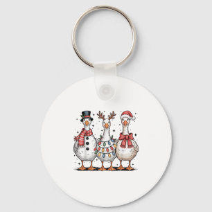 Porte-clés Amusant Rétro Merry Goosemas Noël Silly Goose X