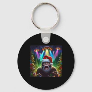 Porte-clés Amusante Photo De Bigfoot Avec Des Aliens Ufo Xmas
