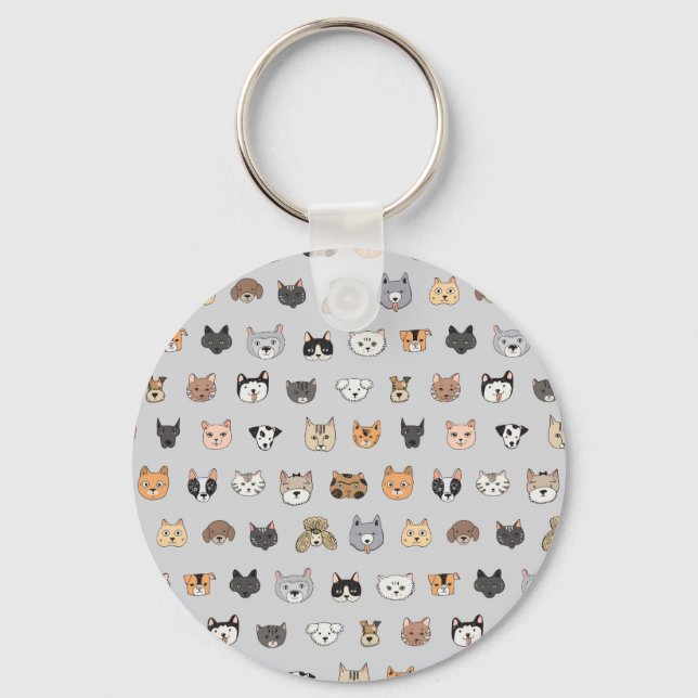Porte-clés Amusement animal : Chiens de chats Doodle Mix (Recto)