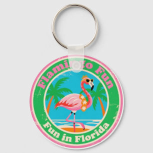 Porte-clés Amusement Flamant Vintage sur la Plage de Floride