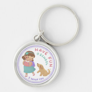 Porte-clés Amusez-vous à l'école fille et chiot