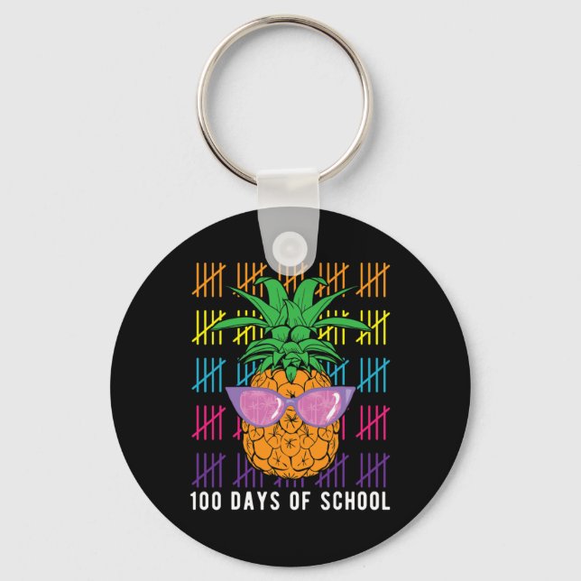 Porte-clés Ananas 100 Jours D'Enseignant Et Étudiant G (Recto)