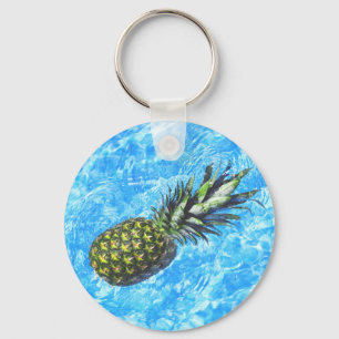 Porte-clés Ananas flottant dans l'eau douce pacifique