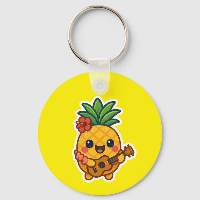 Porte-clés Ananas souriant Kawaii - Tropical (Recto)